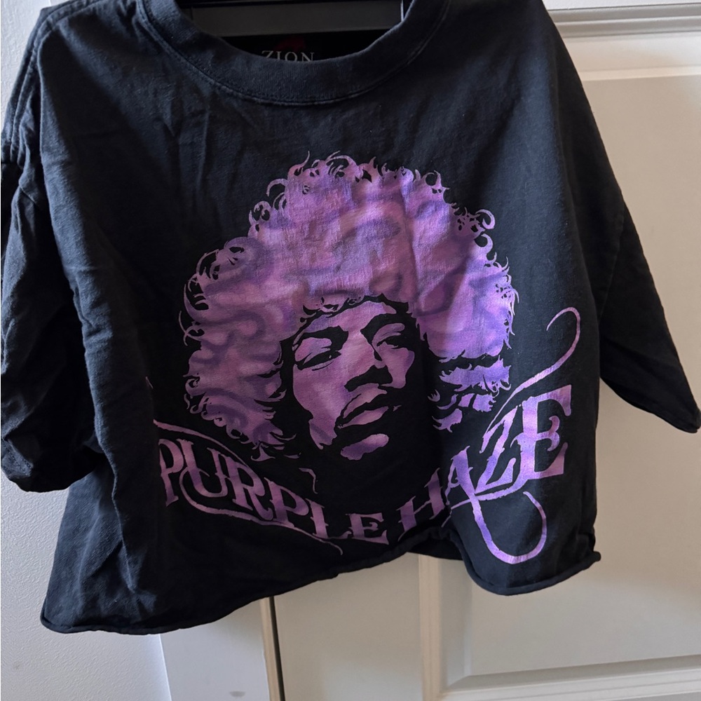 Zion Rootswear Black Tee with Jimi Hendrix Purple haze Design